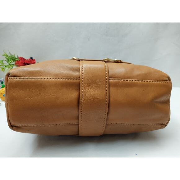 Michael Kors Jamesport Tan Brown Leather Zipper Pockets Chain Strap Shoulder Bag - Picture 7 of 16